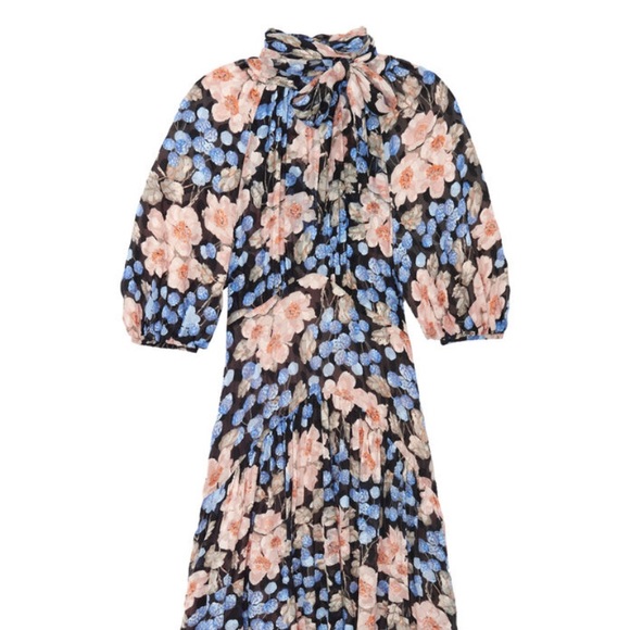 Rebecca Taylor BLUSH ROSE TIE NECK CLIP DRESS - Picture 2 of 6